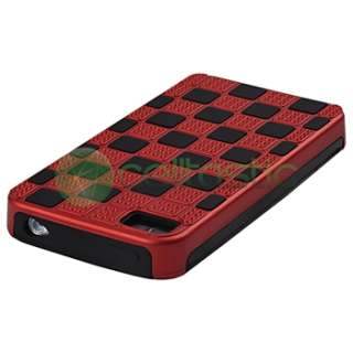 Red/Black Checkered Rubber Hard Case+Privacy Filter Guard For Apple 