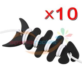 10X Black Fishbone Headset Organizer Wire Cable Smart Wrap Accessory 