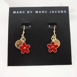  Marc By Marc Jacobs Red Disk/flower Drop Earrings 
