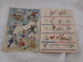Vintage 1944 French Christmas Cards World War 2 US Soldier Cards 
