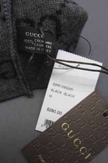 280 Gucci Grey Interlocking GG Black Cashmere Knit Hat NWT  