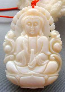 Natural Sea Shell Tibet Buddhist Kwan Yin Amulet Pendan  