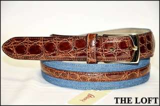 BRIONI CROCODILE / JEANS BELT 95 HANDMADE GOLD BUCKLE  