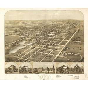  1867 birds eye map of Ripon, Wisconsin