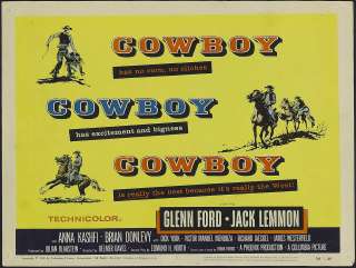 COWBOY 1958 Glenn Ford, Jack Lemmon Movie Title Card  