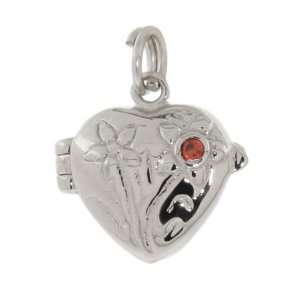    Sterling Silver Flower Heart Locket Charm Eves Addiction Jewelry