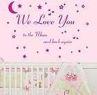 Love You To The Moon Nursery Quote Wall Sticker *6 designs to 