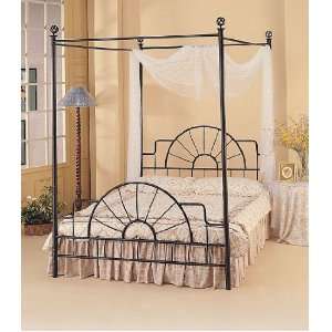   Size Canopy Bed w/ Bed Frame in Black Wrought Iron: Home & Kitchen