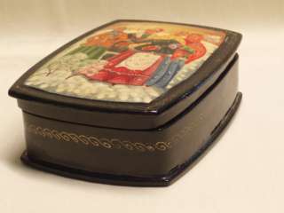 box Fedoskino Russian lacquer papier mache hand painted  