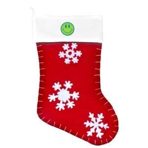   Christmas Stocking Red Smiley Face With Peace Symbols 