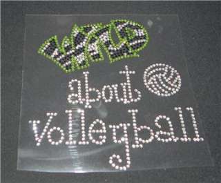 Wild About Volleyball Rhinestone Iron On Transfer Bling  