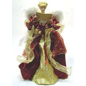 Lighted Musical Christmas Angel Tree Topper Maroon and Gold 18 