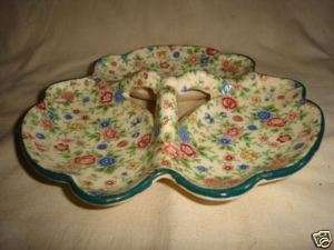 Antique 3part RELISH Serving DISH floral from OLD JAPAN  