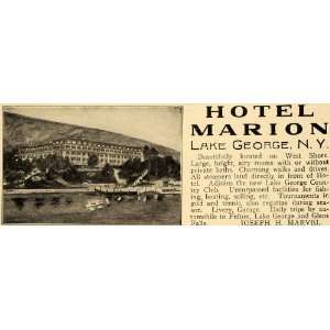 1910 Ad Hotel Marion Lake George New York West Shore 