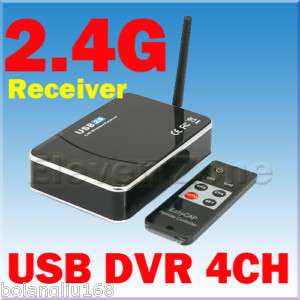 USB2.0 WIRELESS 4 Ch Camera DVR Receiver Motion Detect  