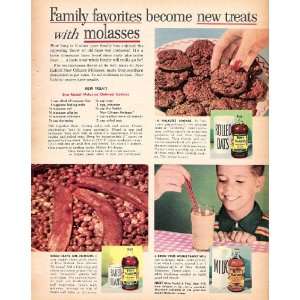   Molasses 1952 Original Ad with Oatmeal Cookies Recipe 