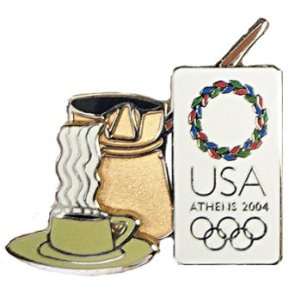 com Athens Olympics USA House Greek Coffee Double Pin   Limited 2004 
