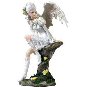    Fairy in White Dress on Rock Fantasy Sculpture