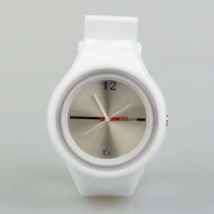  *White* Fashion Silicone Girl Unisex Sport Jelly Wrist Watch 