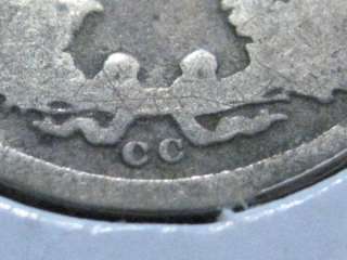 1876 cc Silver Seated Dime. Strong Good. Carson City.  