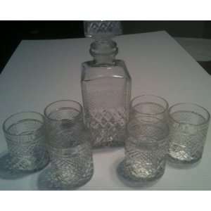  7 Pc. Whiskey Decanter and 6 Glasses All in a Glass 
