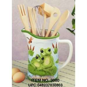    Green Frog 7 Piece Ceramic Utensil Tool Set: Kitchen & Dining
