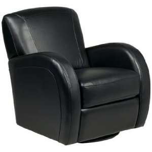  Alfie Black Top Grain Leather Swivel Chair: Home 