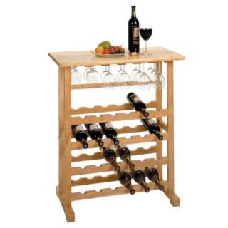 24 Bottle Wine Rack with Glass Rack Winsome 83024 NEW  