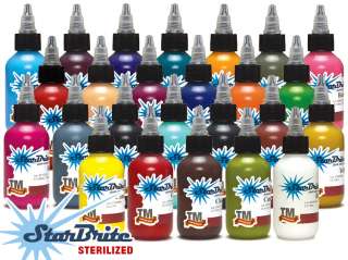 StarBrite Tattoo Ink New 25 Color Set 1/2 oz .5 ounce  
