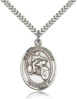 925 Pure Sterling Silver American Made Saint Christopher Motorcycle 