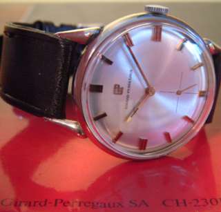 Vintage Swiss Made GIRARD PERREGAUX Mens watch 1950s SILVER DIAL 17 