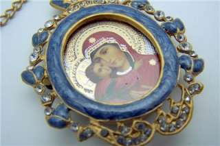   Russian Icon Pendant Virgin Mary Madonna & Child Jesus Christ Medal