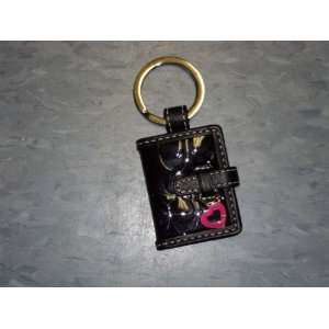 Tag Coach Black Patent Leather Mini Picture Frame Keychain Key Holder 