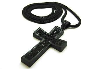 Hip Hop Cross Pendant N5069BK w/necklace 36 4mm wide Franco Chain 