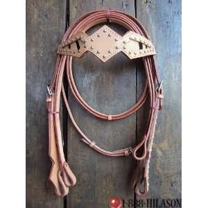  Western Leather Tack Horse Bridle Headstall & Reins 
