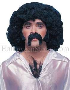 70s Disco Mustache Burns Chest Disguise Hair Kit For Adults  