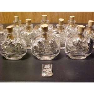  (100) 2ml .999 Silver Flake Glass Bottles with Cork Top 