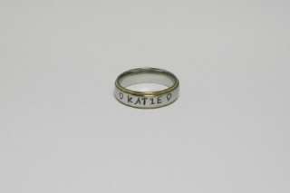 Stainless Steel 6mm Gold Edge Personalized Engraved Name Ring With 