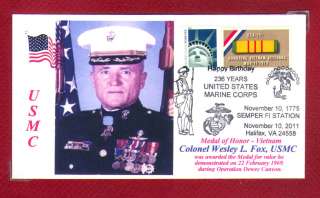   COLONEL WESLEY L. FOX, USMC Vietnam War Cacheted Portrait Cover  