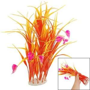   Fish Tank Pink Flower Orange Plastic Plants Ornament: Pet Supplies