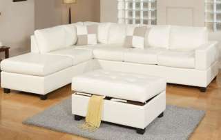 Sectional Leather Sofa Couch Set Storage Ottoman F7354  