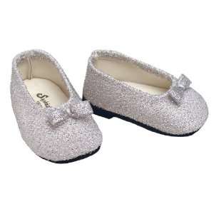  Silver Glitter Doll Dress Shoes fits American Girl 18 Inch 