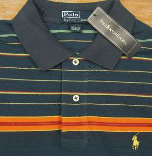 POLO RALPH LAUREN Mens Multi Stripe Cotton SS Polo Shirt (L/XXL) NEW 
