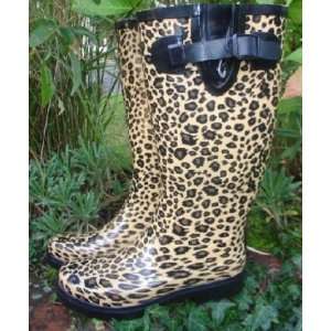   Leopard Print Wellington Boots/wellies (Usa 6.5): Sports & Outdoors
