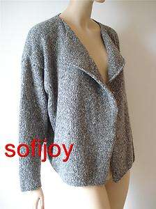   one size GREY WOOL/CASHMERE cardigan sweater top open front $790 NWT
