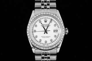Mens Rolex White String Diamond Datejust Jubilee Watch  