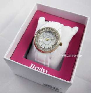 HENLEY WHITE WATCH, SILICONE JELLY STRAP & CRYSTALS, GO  