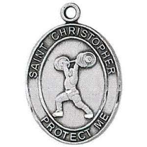  Pewter Weightlifting Medal on Adjustable Leather Cord 