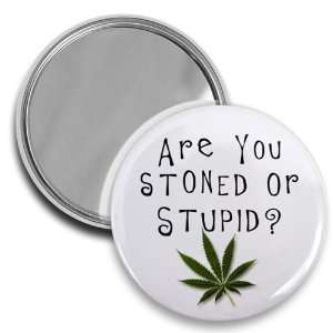  ARE YOU STONED OR STUPID 420 Marijuana Pot Leaf 2.25 inch 