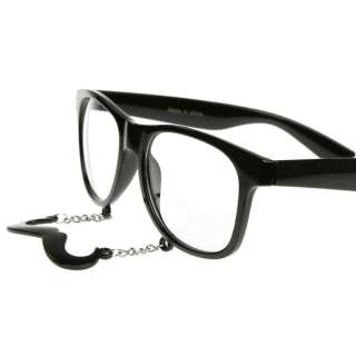   Manchu Wayfarer Clear Lens Mustache Glasses 8428 + Free Pouch  